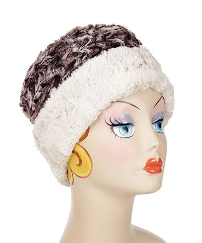 Cuffed Pillbox, Reversible (Solid or Two-Tone) - Luxury Faux Fur in Calico