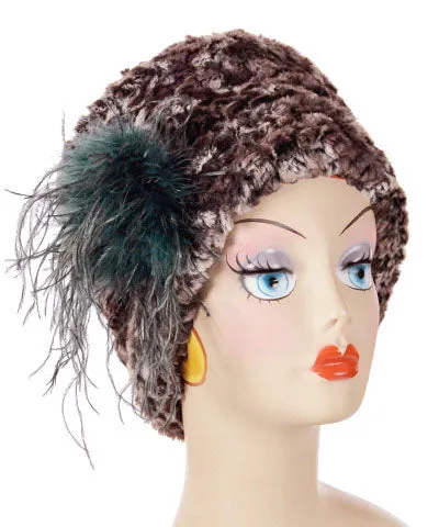 Cuffed Pillbox, Reversible (Solid or Two-Tone) - Luxury Faux Fur in Calico