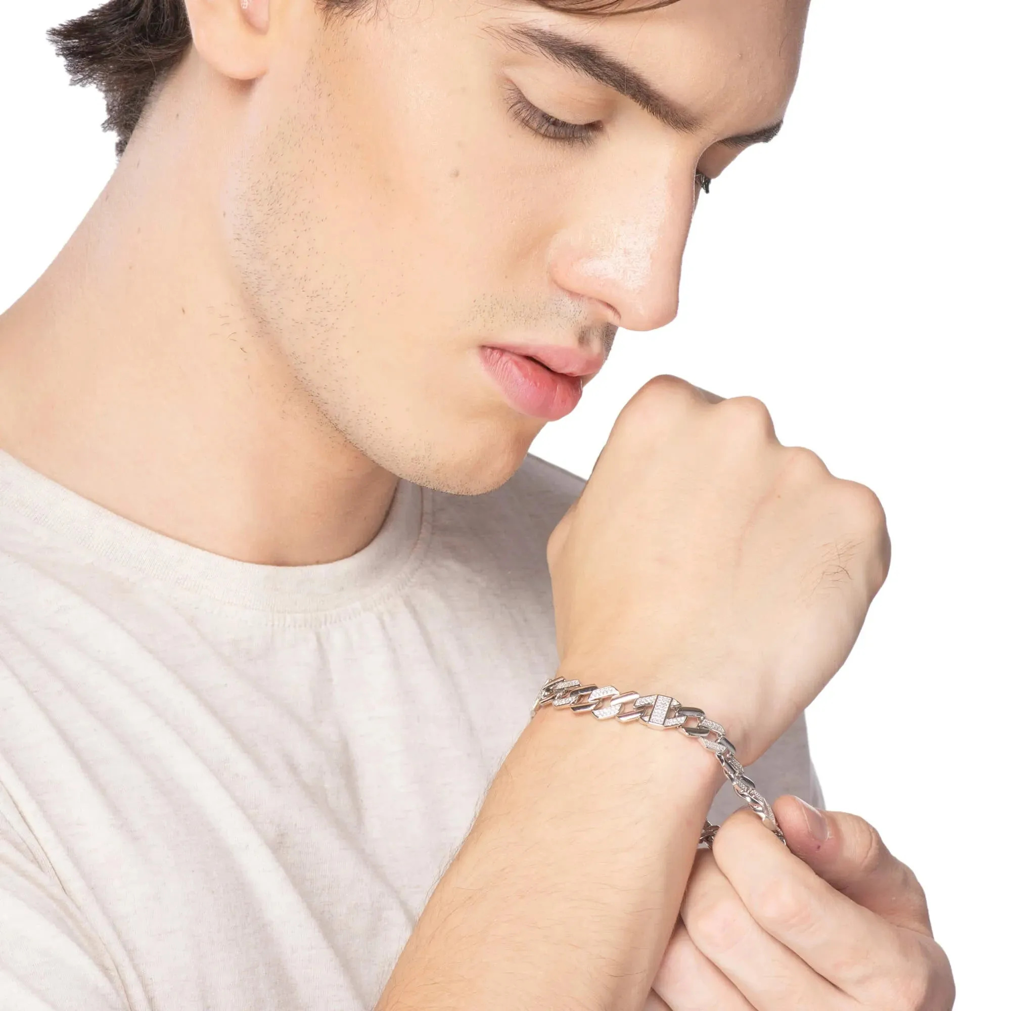 CZ Studded Silver Bracelet