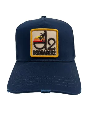 Dsquared2 BCM0802 Tropical Baseball Cap Gabardine-Navy