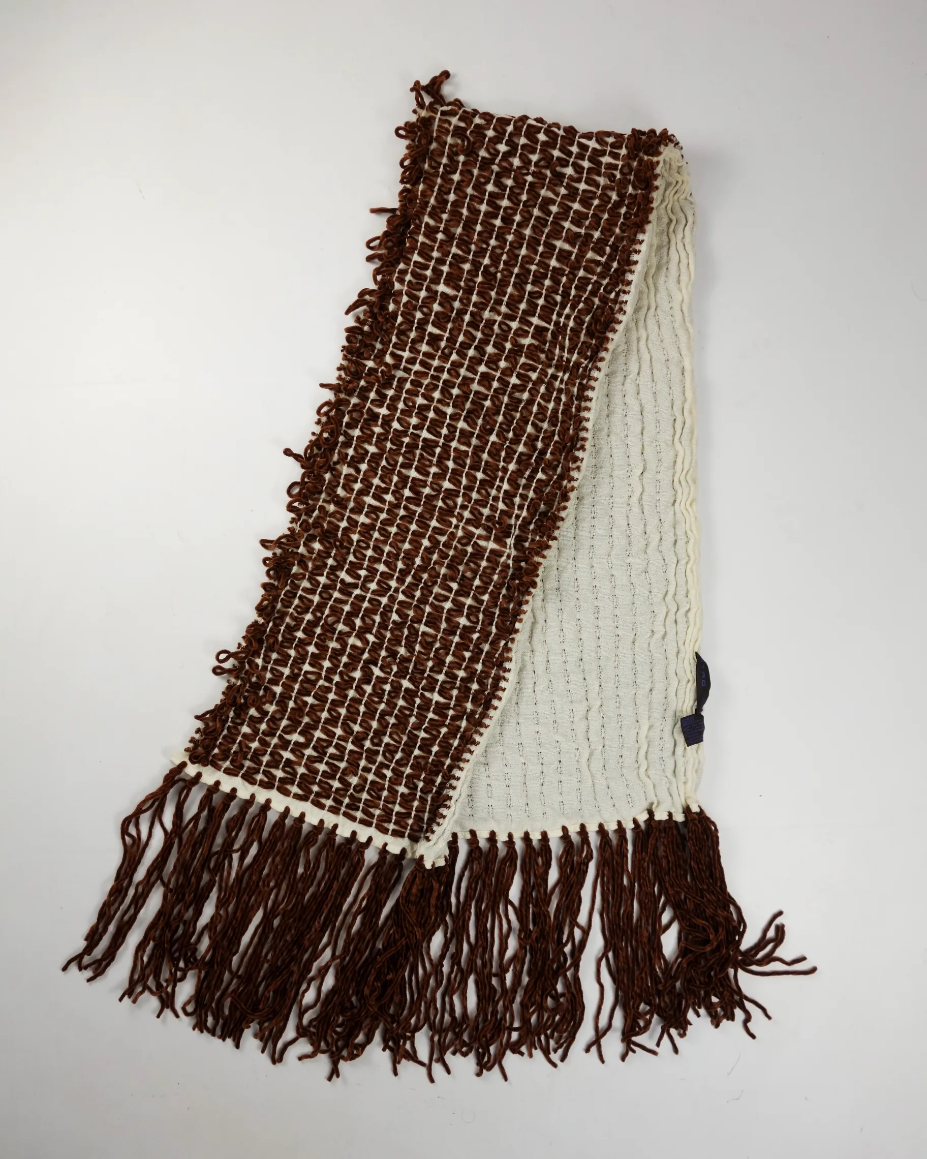 Etro 2-Texture Brown Wool Scarf 2000's