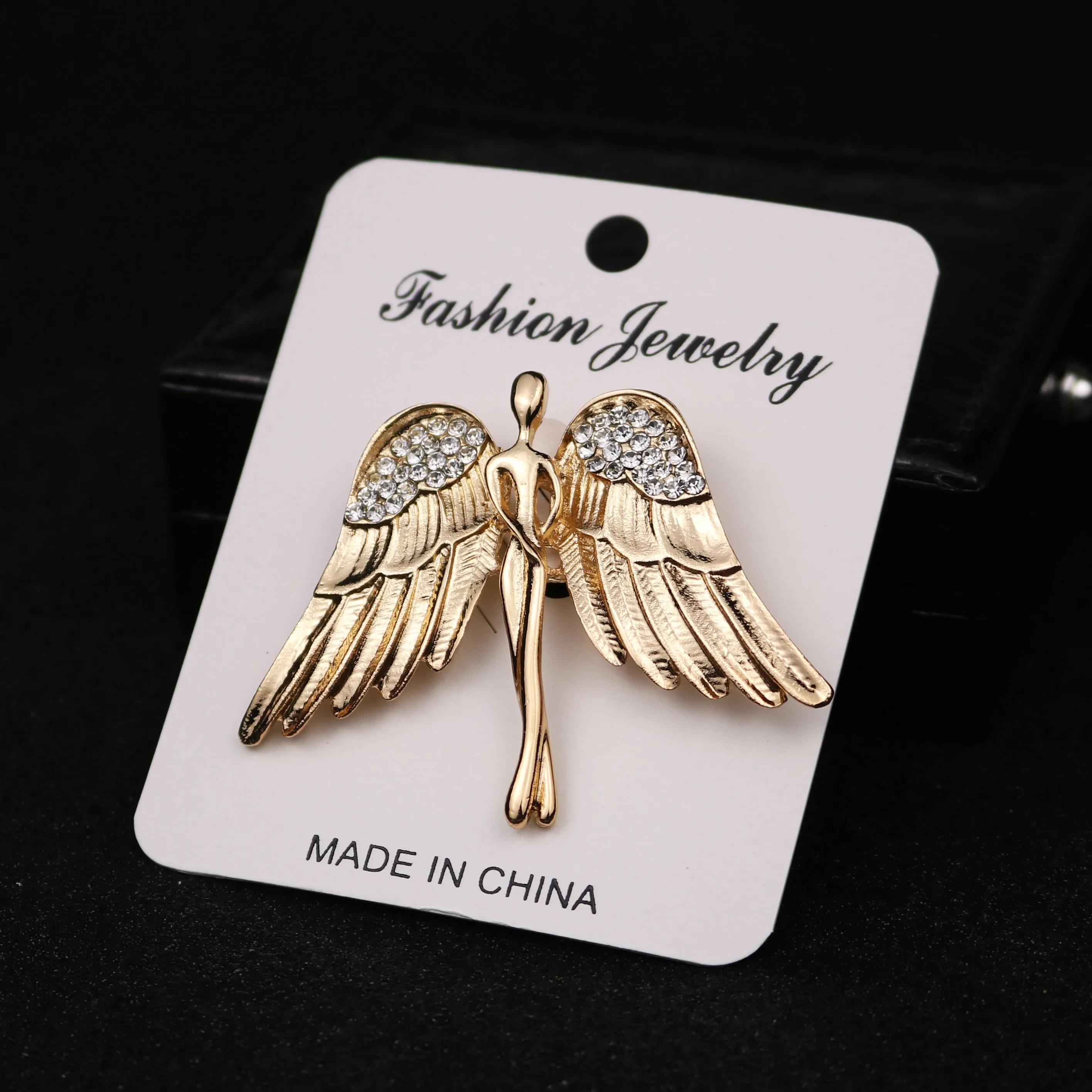 Fashion Women and Men Crystal Angel Wings Brooch Pin