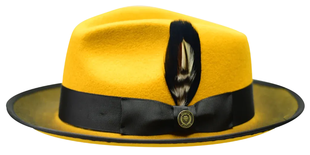 Gold-Black Men's Wool Hat Fashion Design Felt Fedora New Yorker Collection