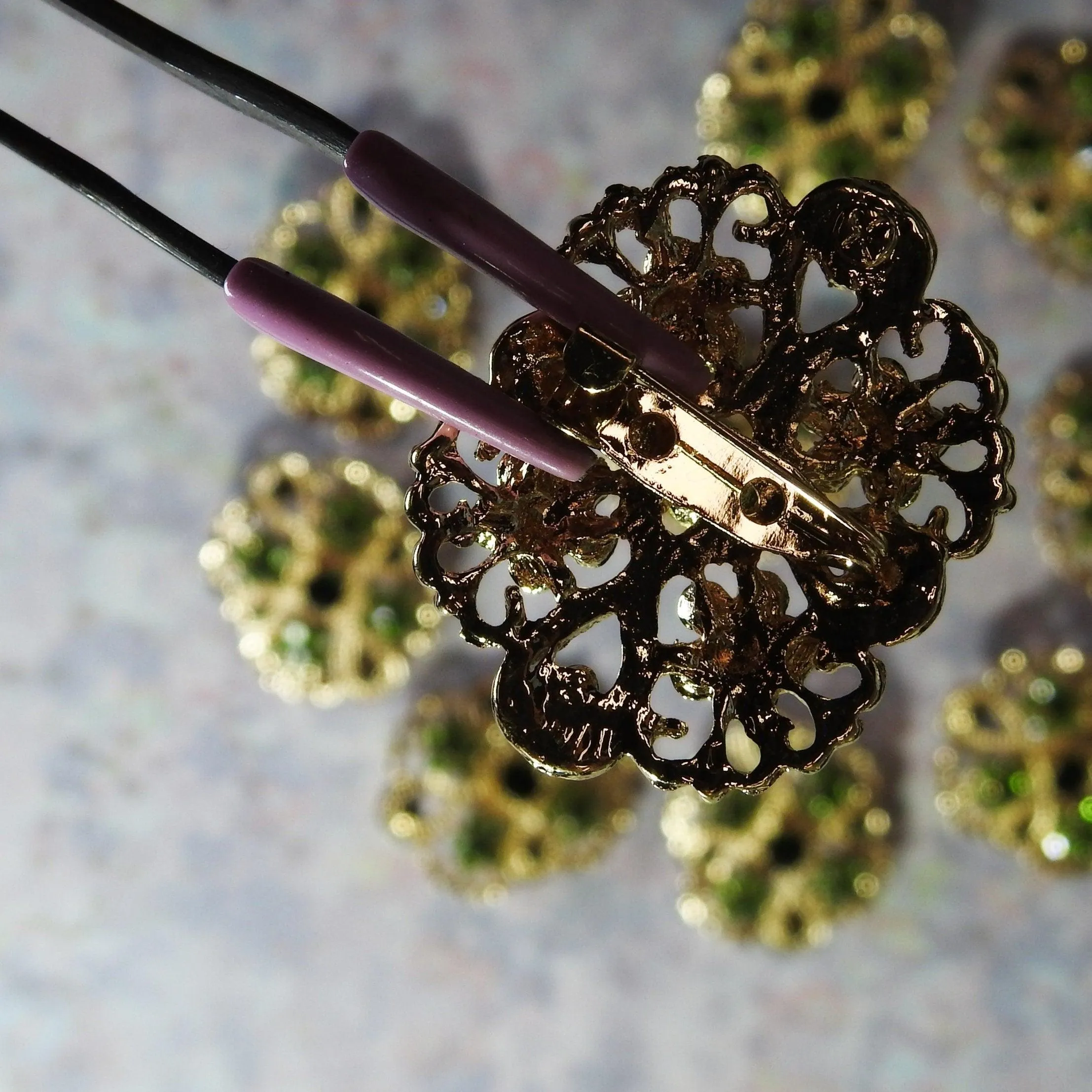 Green broaches for brooch bouquet