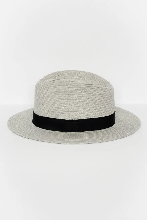 Grey Wide Brim Travel Fedora