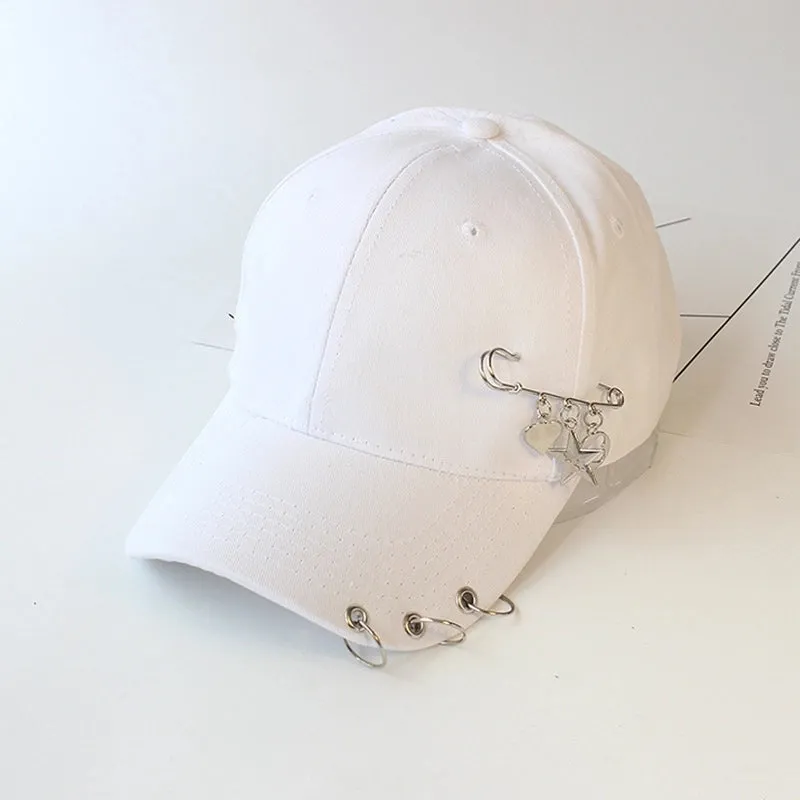 Hat Women's Korean Style Personality Chain Iron Ring Cap Student Children's Baseball Cap Spring And Summer Parent-Child  Sunshade