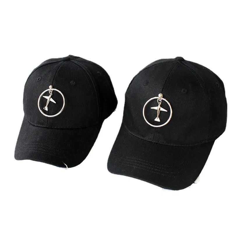 Hat Women's Korean Style Personality Chain Iron Ring Cap Student Children's Baseball Cap Spring And Summer Parent-Child  Sunshade