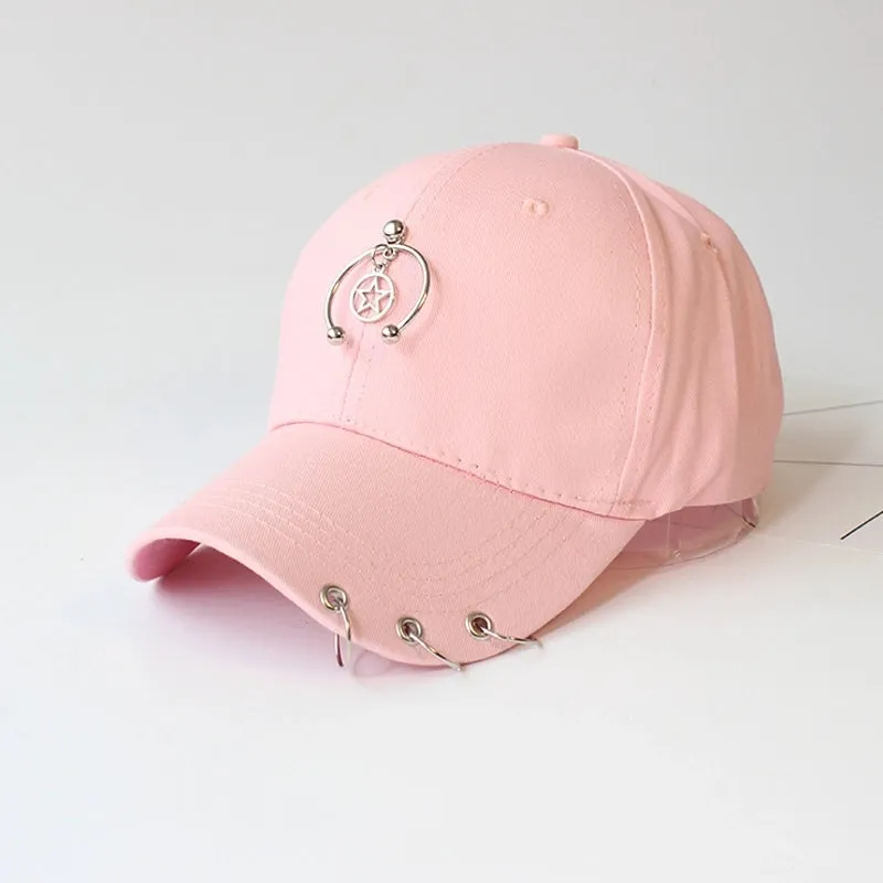 Hat Women's Korean Style Personality Chain Iron Ring Cap Student Children's Baseball Cap Spring And Summer Parent-Child  Sunshade