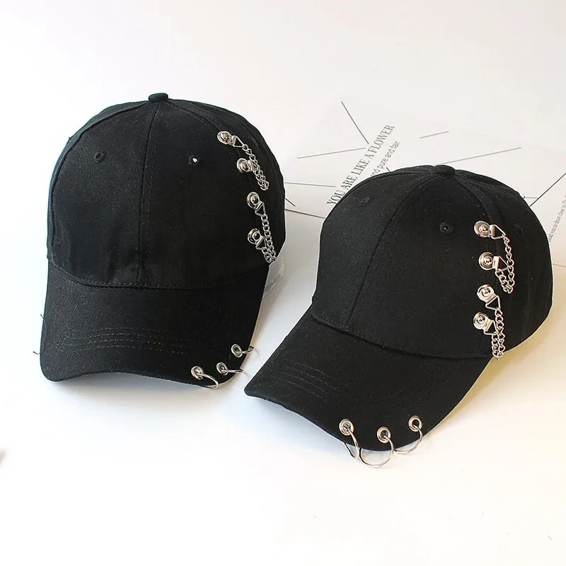 Hat Women's Korean Style Personality Chain Iron Ring Cap Student Children's Baseball Cap Spring And Summer Parent-Child  Sunshade