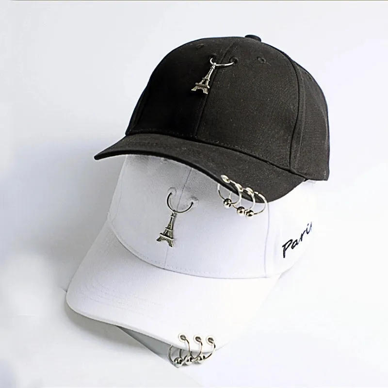 Hat Women's Korean Style Personality Chain Iron Ring Cap Student Children's Baseball Cap Spring And Summer Parent-Child  Sunshade