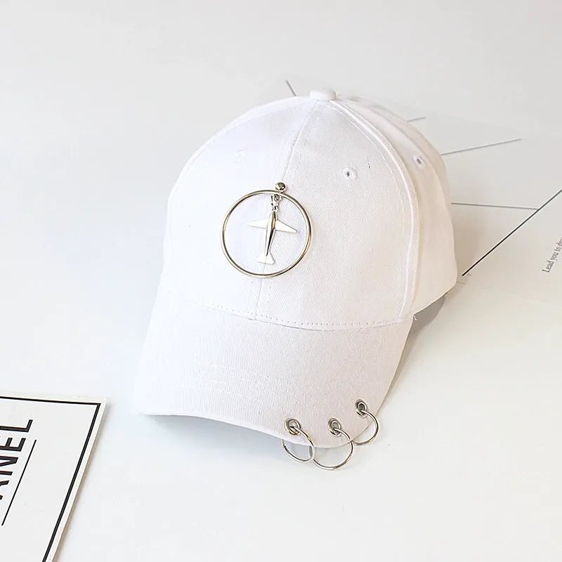 Hat Women's Korean Style Personality Chain Iron Ring Cap Student Children's Baseball Cap Spring And Summer Parent-Child  Sunshade
