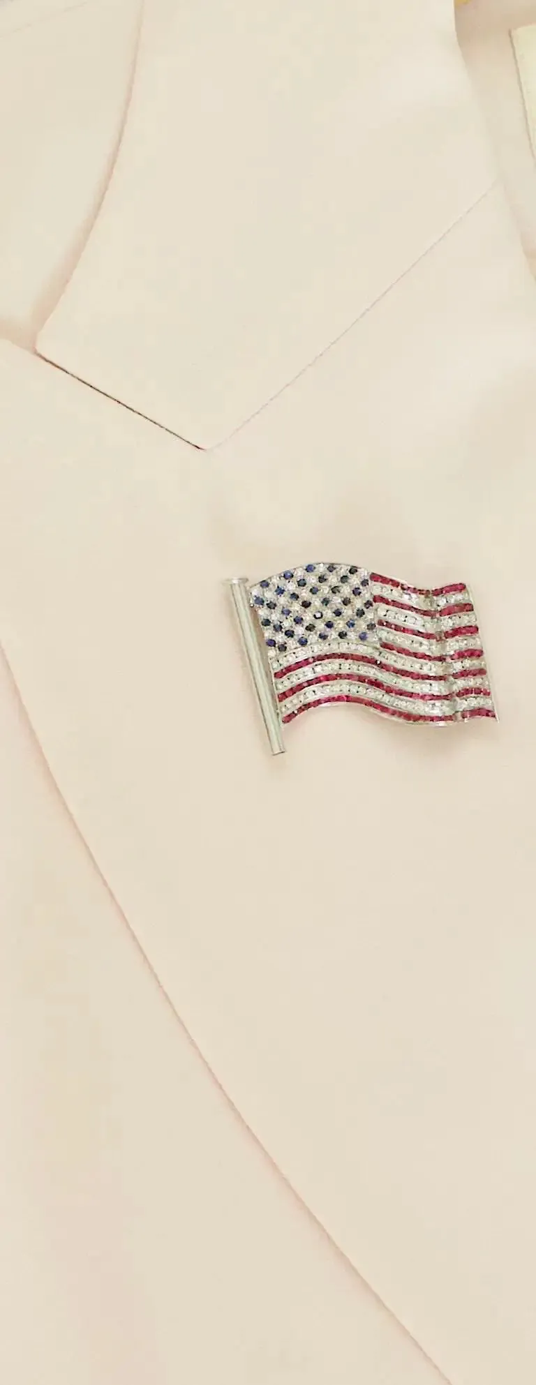 Large Patriotic United States Diamond, Ruby and Sapphire Flag Brooch in 18 Karat