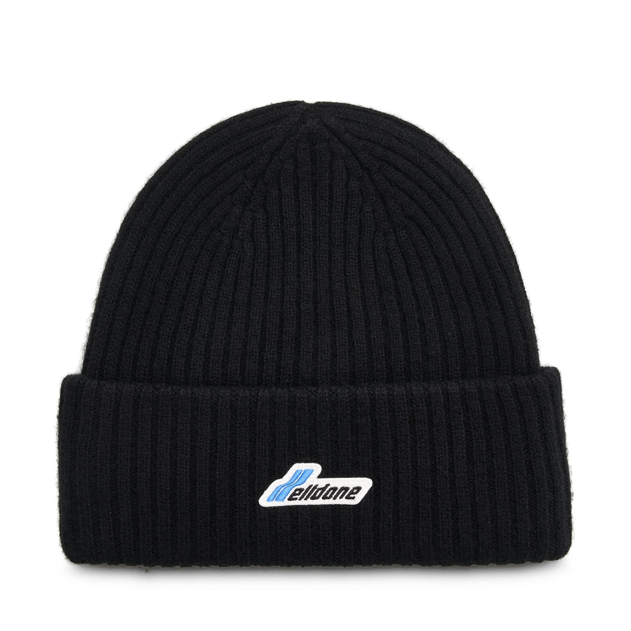 Logo Patched Knit Beanie in Black