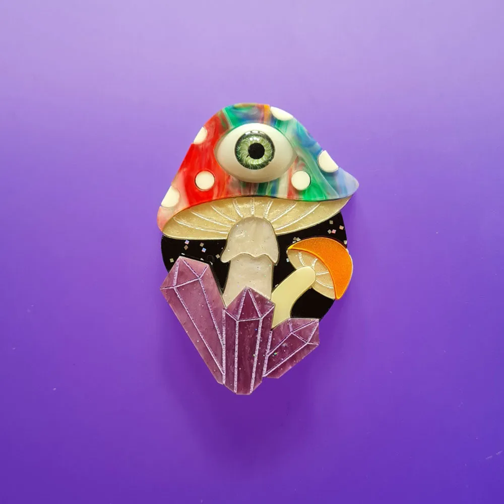 Magic Mushroom Brooch- Multi by Cherryloco