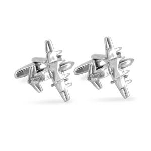 MarZthomson Fighter Jet Cufflinks in Silver -  aeroplane Cufflinks (Online Exclusive)