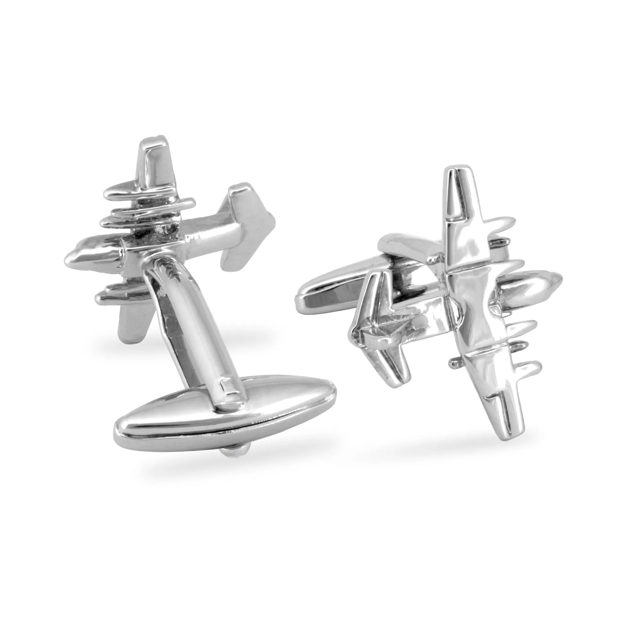 MarZthomson Fighter Jet Cufflinks in Silver -  aeroplane Cufflinks (Online Exclusive)