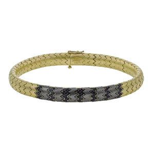 Men's Titanium Bracelet In 14k Gold With Black Diamonds