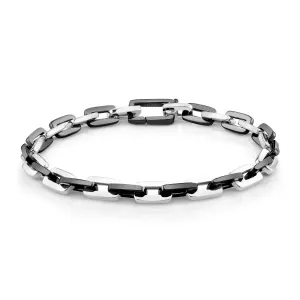 MEN'S TWO TONE SOLID GOLD MINI DECO LINK BRACELET