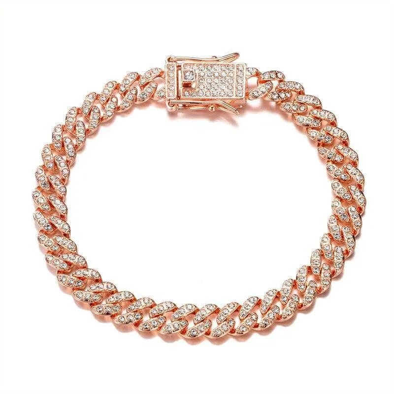 Miami Cuban Bling Iced Out Full AAA Crystal Pave Bracelet With Butterfly Link Chain Hip-Hop Bracelets