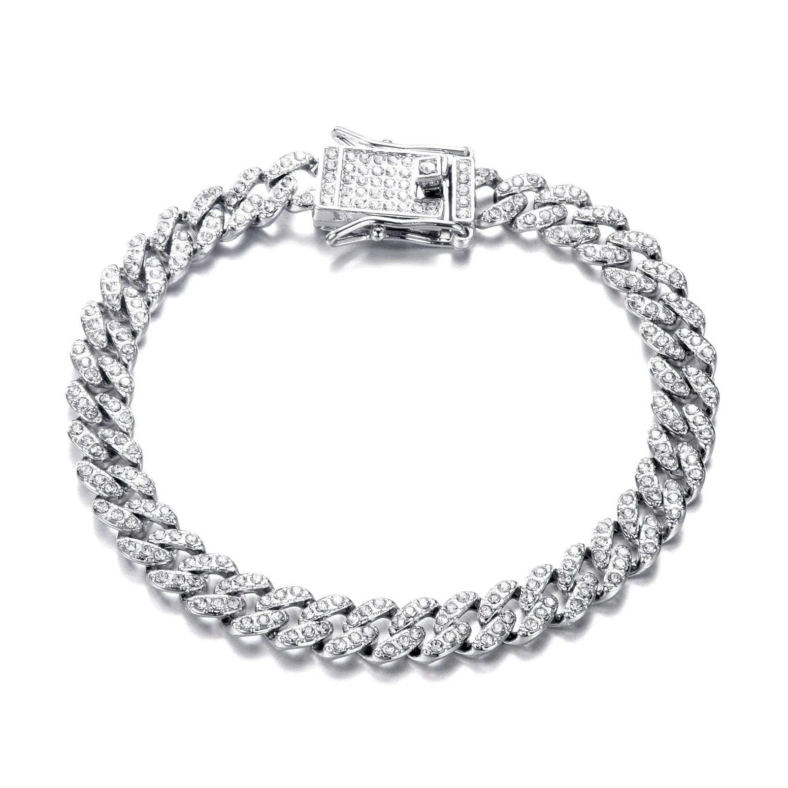 Miami Cuban Bling Iced Out Full AAA Crystal Pave Bracelet With Butterfly Link Chain Hip-Hop Bracelets