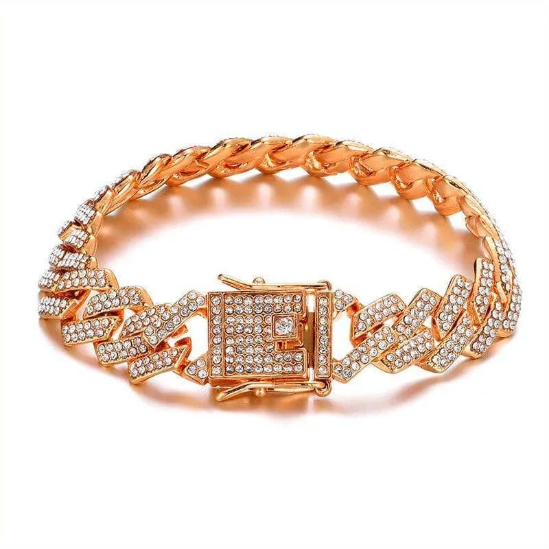 Miami Cuban Bling Iced Out Full AAA Crystal Pave Bracelet With Butterfly Link Chain Hip-Hop Bracelets