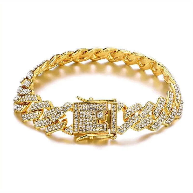 Miami Cuban Bling Iced Out Full AAA Crystal Pave Bracelet With Butterfly Link Chain Hip-Hop Bracelets