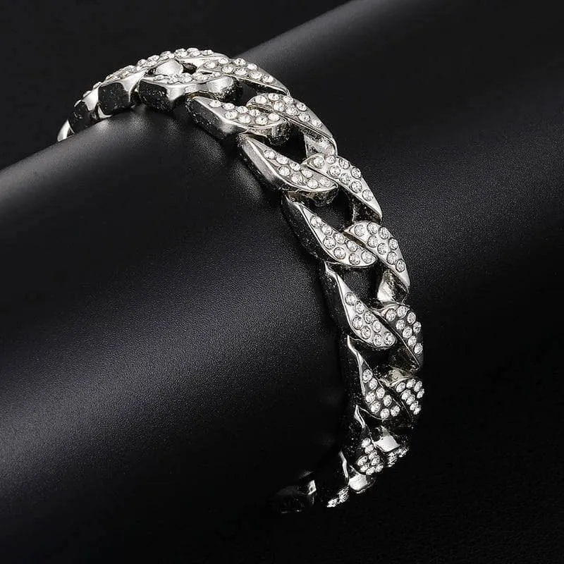 Miami Cuban Bling Iced Out Full AAA Crystal Pave Bracelet With Butterfly Link Chain Hip-Hop Bracelets