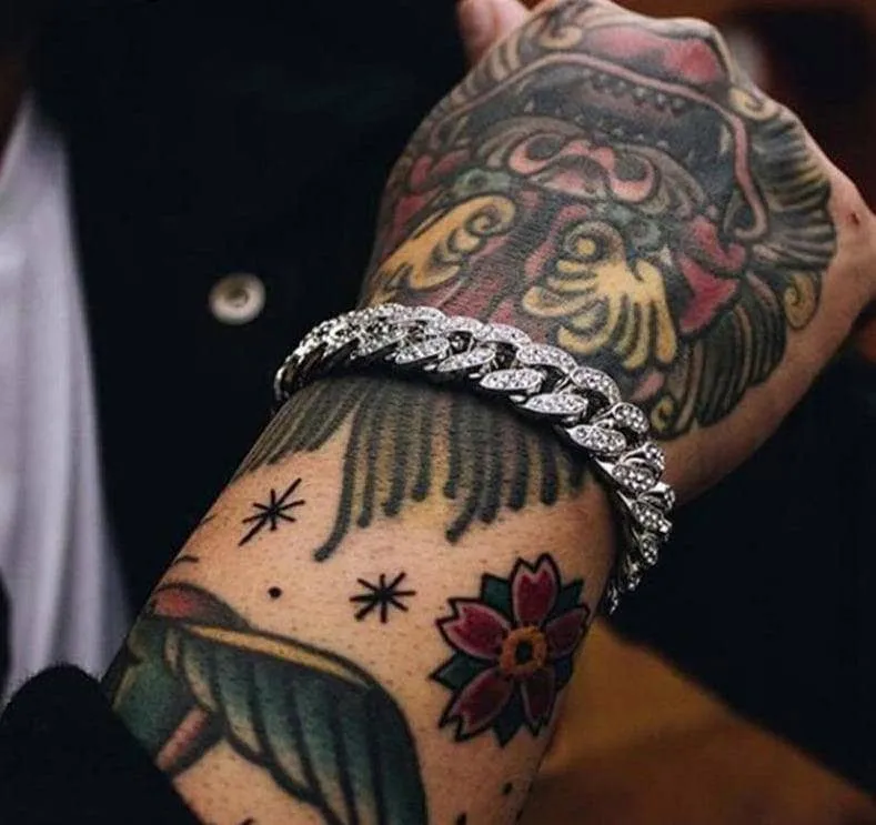 Miami Cuban Bling Iced Out Full AAA Crystal Pave Bracelet With Butterfly Link Chain Hip-Hop Bracelets