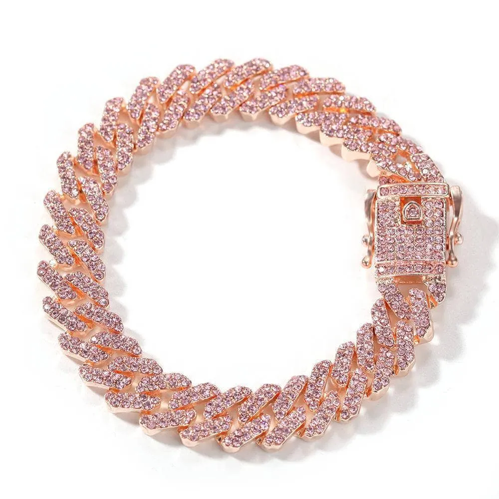 Miami Cuban Bling Iced Out Full AAA Crystal Pave Bracelet With Butterfly Link Chain Hip-Hop Bracelets