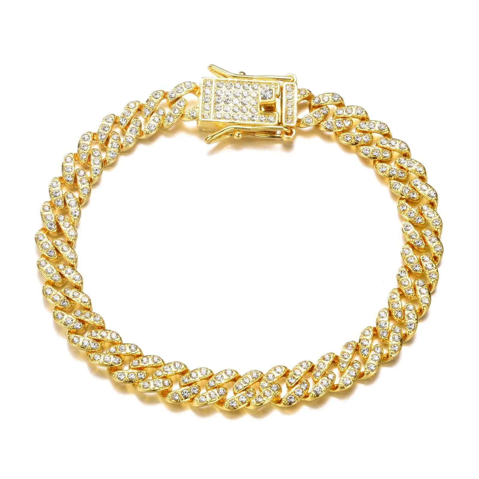 Miami Cuban Bling Iced Out Full AAA Crystal Pave Bracelet With Butterfly Link Chain Hip-Hop Bracelets