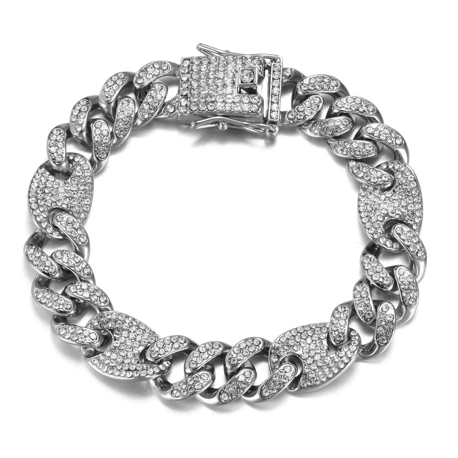 Miami Cuban Bling Iced Out Full AAA Crystal Pave Bracelet With Butterfly Link Chain Hip-Hop Bracelets