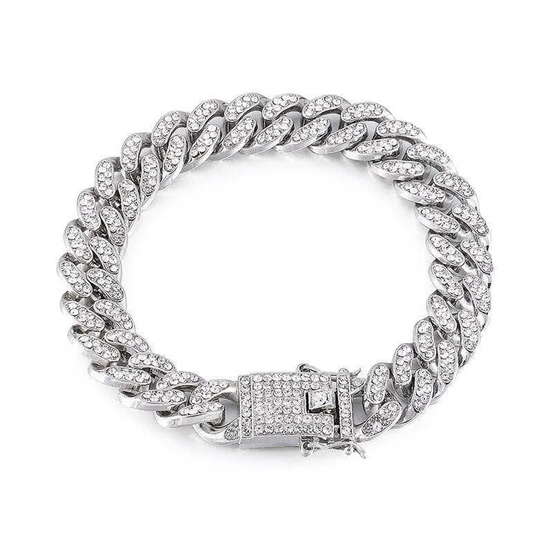 Miami Cuban Bling Iced Out Full AAA Crystal Pave Bracelet With Butterfly Link Chain Hip-Hop Bracelets