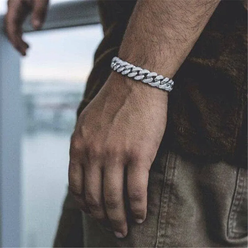 Miami Cuban Bling Iced Out Full AAA Crystal Pave Bracelet With Butterfly Link Chain Hip-Hop Bracelets