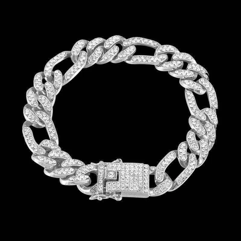 Miami Cuban Bling Iced Out Full AAA Crystal Pave Bracelet With Butterfly Link Chain Hip-Hop Bracelets