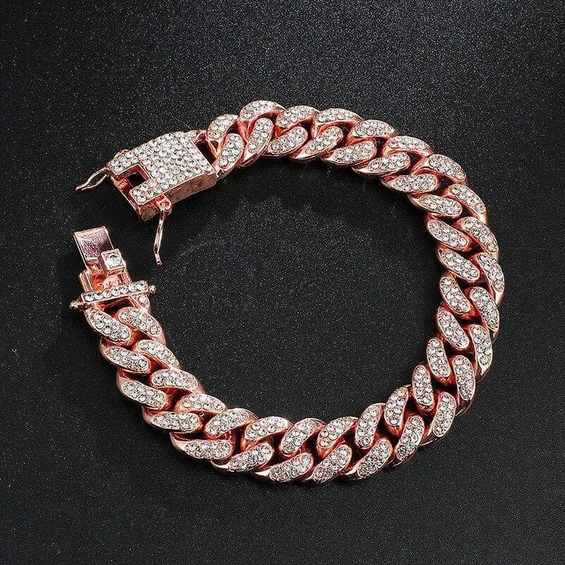 Miami Cuban Bling Iced Out Full AAA Crystal Pave Bracelet With Butterfly Link Chain Hip-Hop Bracelets