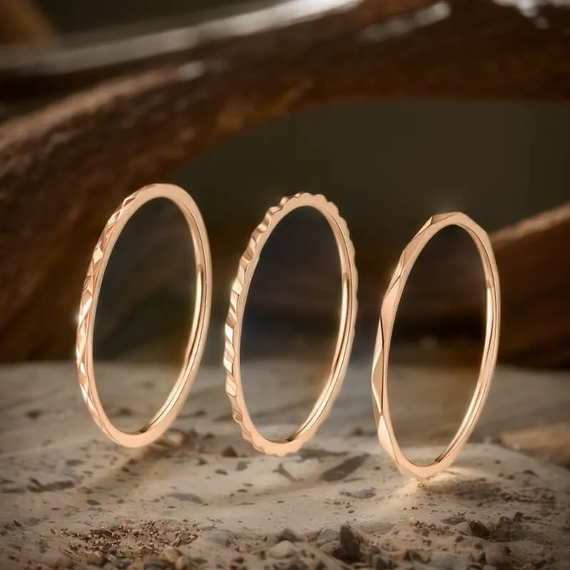 Minimalist 3Pcs Stainless Steel Stackable Ring Set