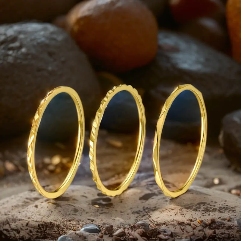 Minimalist 3Pcs Stainless Steel Stackable Ring Set