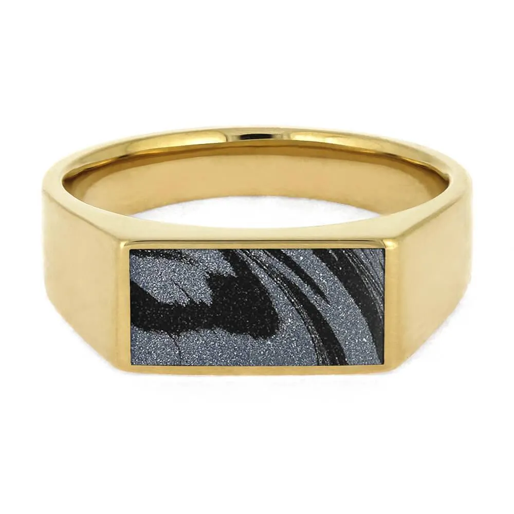 Mixed Metal Signet Ring with Mokume Gane