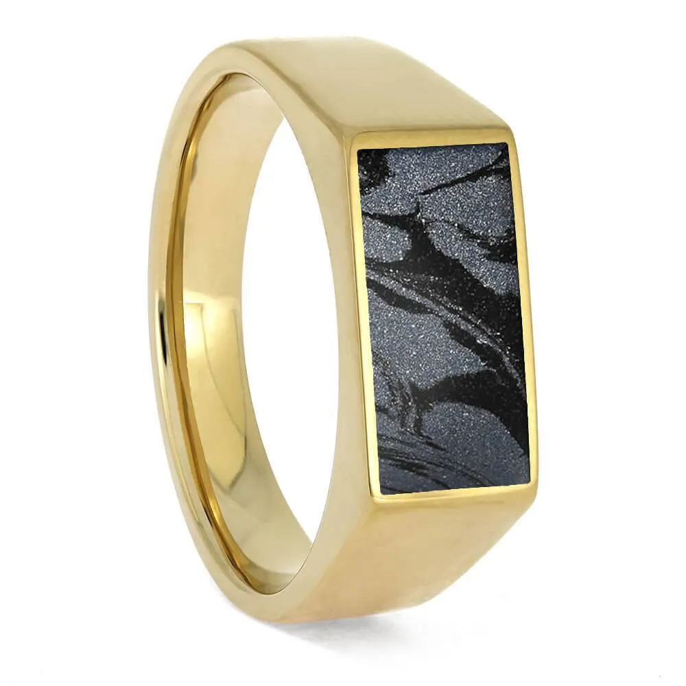 Mixed Metal Signet Ring with Mokume Gane
