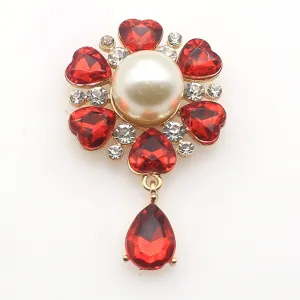 New 2Pcs/Lot 38*59MM Alloy Flat Back Brooch Pendant With Rhinestone Buttons