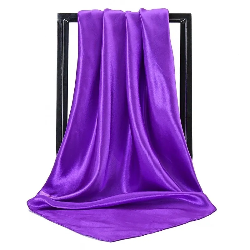 New Solid Color  Women 90 Simulation Silk Square Scarf Wholesale Fashion Net Color Scarf Casual Headscarf Women