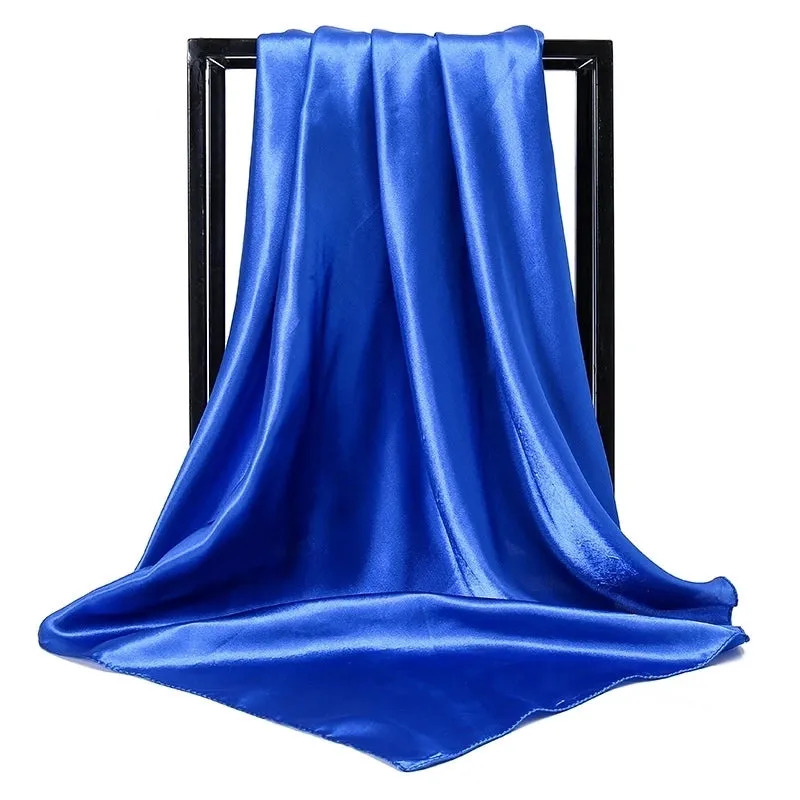New Solid Color  Women 90 Simulation Silk Square Scarf Wholesale Fashion Net Color Scarf Casual Headscarf Women