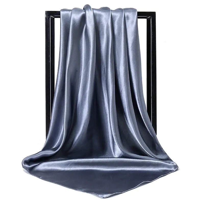 New Solid Color  Women 90 Simulation Silk Square Scarf Wholesale Fashion Net Color Scarf Casual Headscarf Women