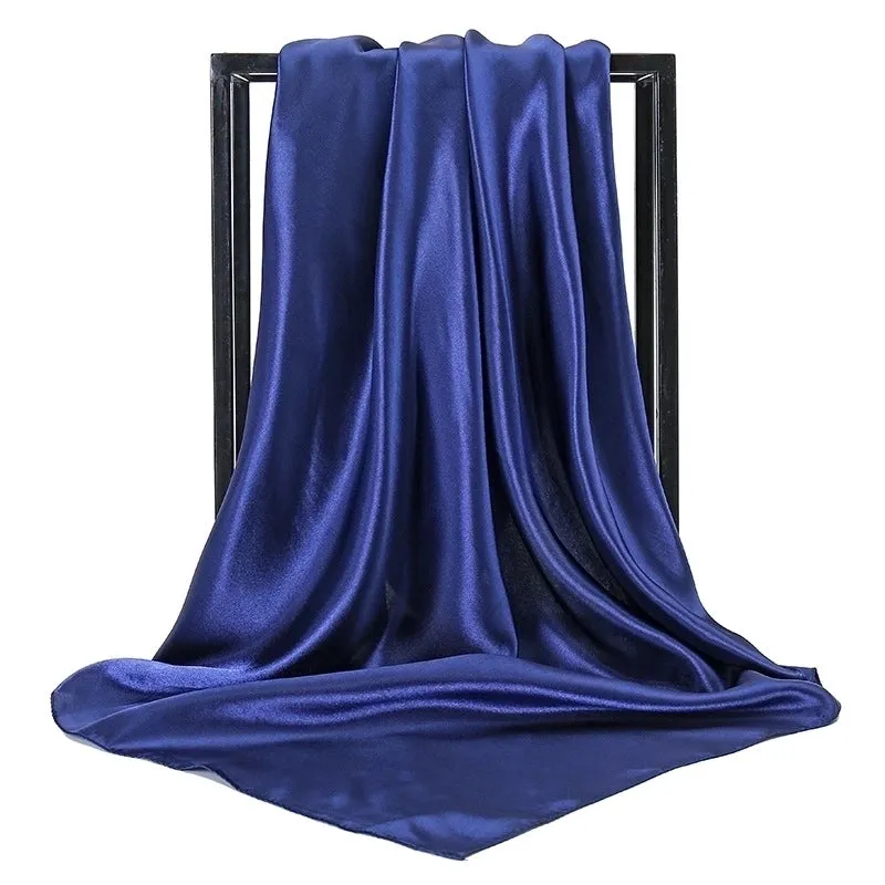 New Solid Color  Women 90 Simulation Silk Square Scarf Wholesale Fashion Net Color Scarf Casual Headscarf Women