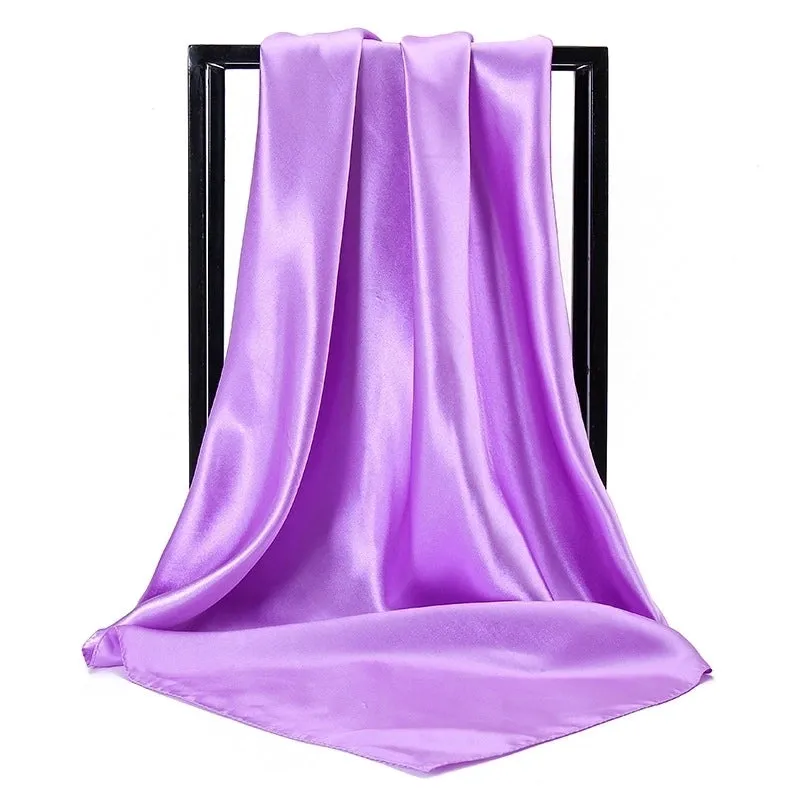 New Solid Color  Women 90 Simulation Silk Square Scarf Wholesale Fashion Net Color Scarf Casual Headscarf Women