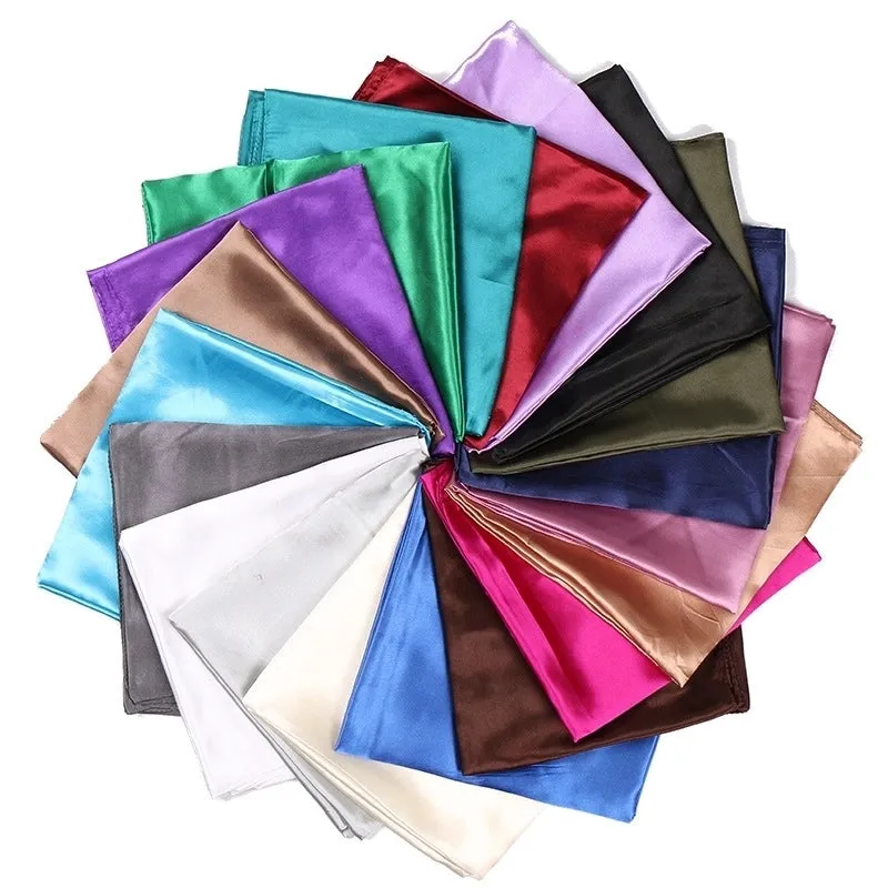 New Solid Color  Women 90 Simulation Silk Square Scarf Wholesale Fashion Net Color Scarf Casual Headscarf Women