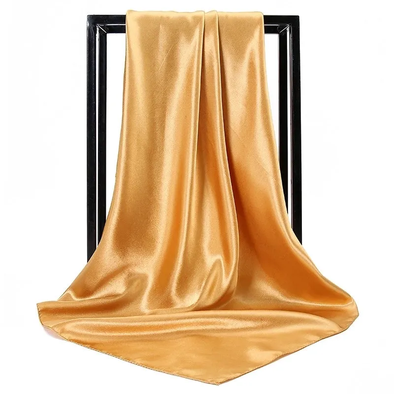 New Solid Color  Women 90 Simulation Silk Square Scarf Wholesale Fashion Net Color Scarf Casual Headscarf Women