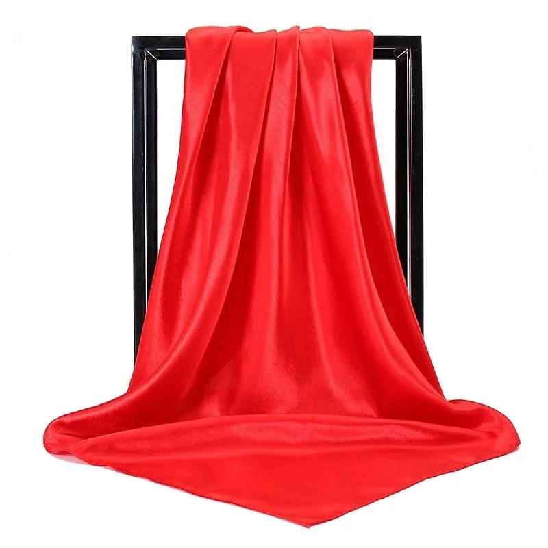New Solid Color  Women 90 Simulation Silk Square Scarf Wholesale Fashion Net Color Scarf Casual Headscarf Women