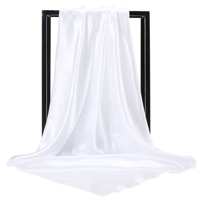 New Solid Color  Women 90 Simulation Silk Square Scarf Wholesale Fashion Net Color Scarf Casual Headscarf Women