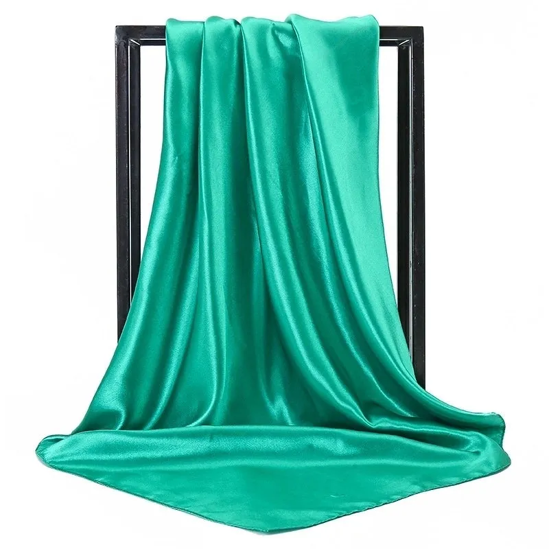 New Solid Color  Women 90 Simulation Silk Square Scarf Wholesale Fashion Net Color Scarf Casual Headscarf Women